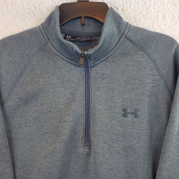 Under Armour Pullover Mens 2XL Loose Fit Coldgear 1/4 Zip Fleece Sweater Gray - Picture 3 of 9